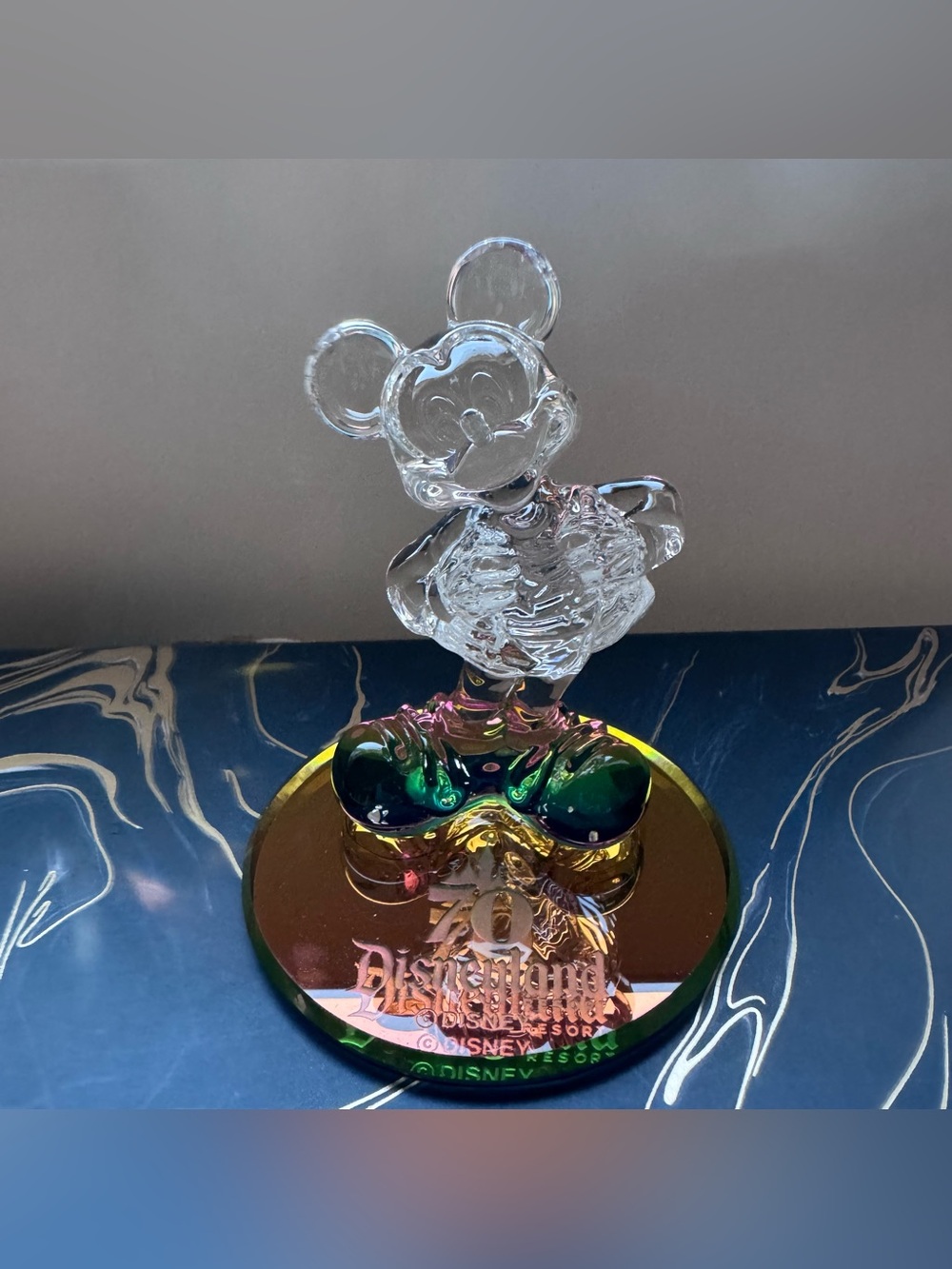 ARRIBAS BROS DISNEY DISNEYLAND RESORT 70TH ANNIVERSARY GLASS MICKEY MOUSE FIGURE